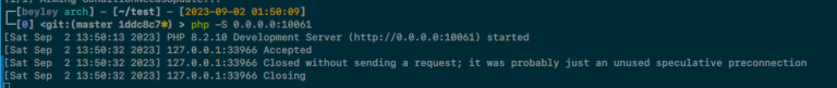 A PHP local server printing "Closed without sending a request;"